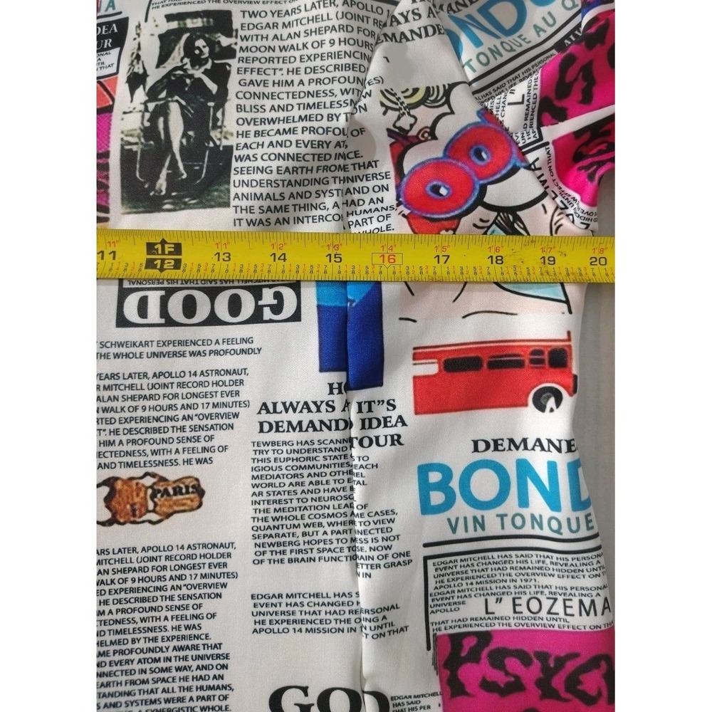 Touch Me Newspaper Print Blazer Women's Jacket Sz Large Padded Shoulder‎ Stretch - Picture 8 of 10